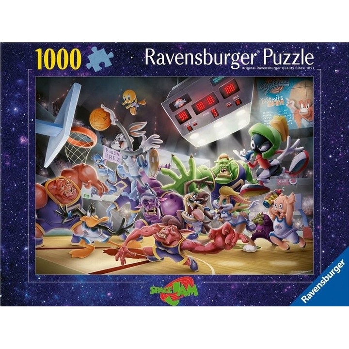 Puzzle 1000 elemente Ravensburger Space Jam, 70x50cm, pentru persoane peste 14 ani