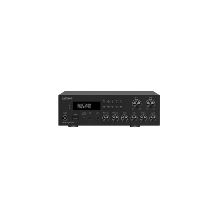 Amplificator PA XDOME, Bluetooth, 2 zone, 100W, negru, 290x88x200mm