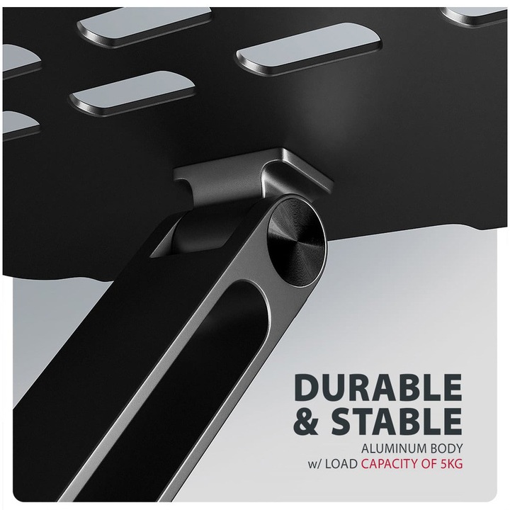 AXAGON STND-LQB állvány laptophoz és tablethez max 17 "3", 280x255x54mm, állítható, aluminium, fekete