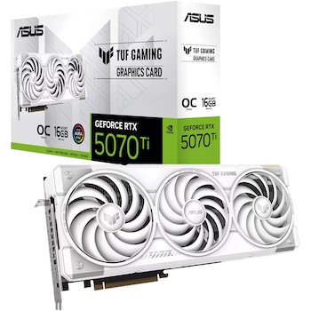 Placa video ASUS TUF Gaming GeForce RTX 5070Ti White OC Edition, 16GB GDDR7, 256-bit