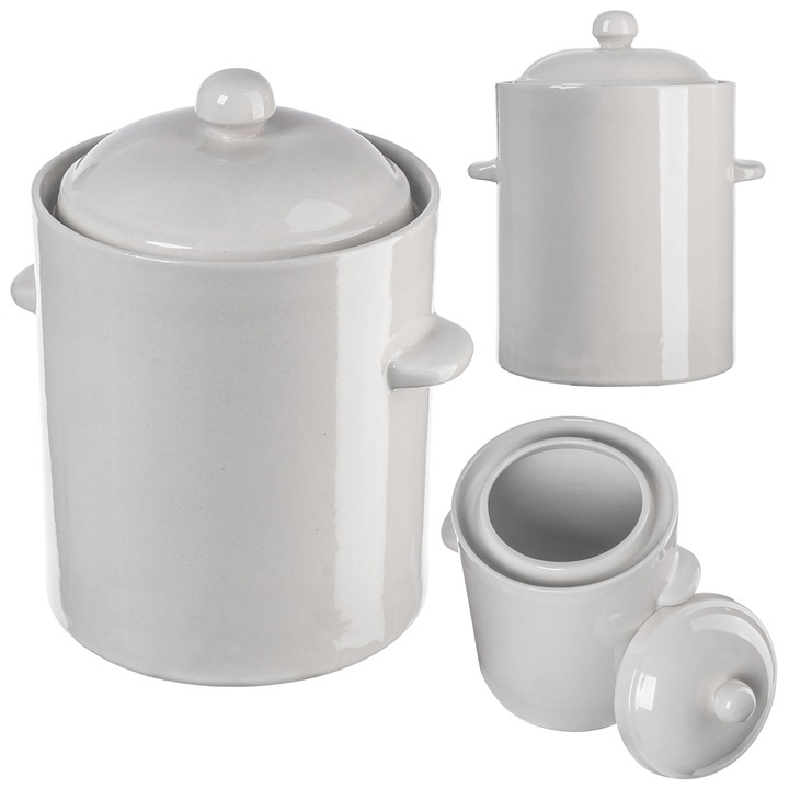 Oala ermetica Kadax Athena, 5L, ceramica, culoare gri, cu capac