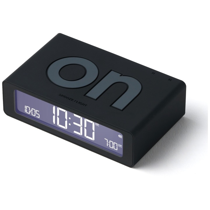 Ceas cu alarma Lexon Flip Mini, Display Digital, Autonomie 6 luni, USB-C, Negru