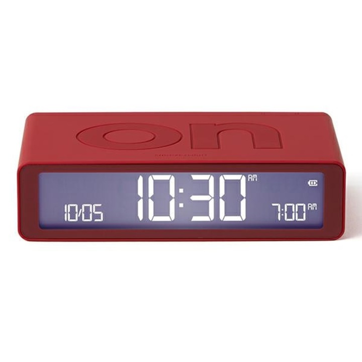 Ceas cu alarma Lexon Flip Classic, Snooze, Display Digital, 1200mAh, USB-C, Rosu