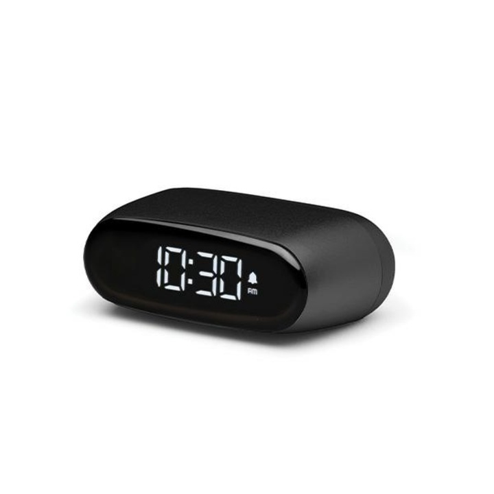 Ceas cu alarma Lexon Minut Mini, Snooze, Display Digital, Control tactil, 800mAh, USB-C, Negru