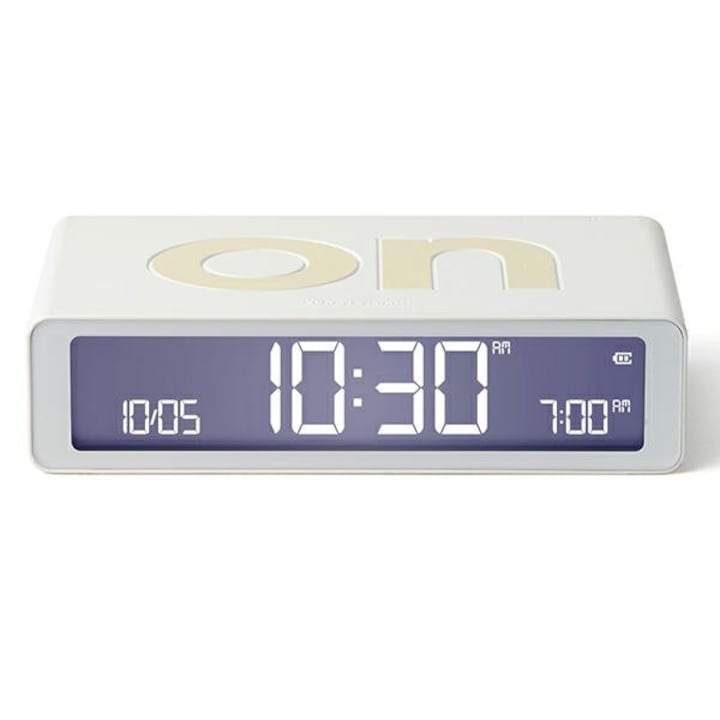 Ceas cu alarma Lexon Flip Classic, Snooze, Display Digital, 1200mAh, USB-C, Alb