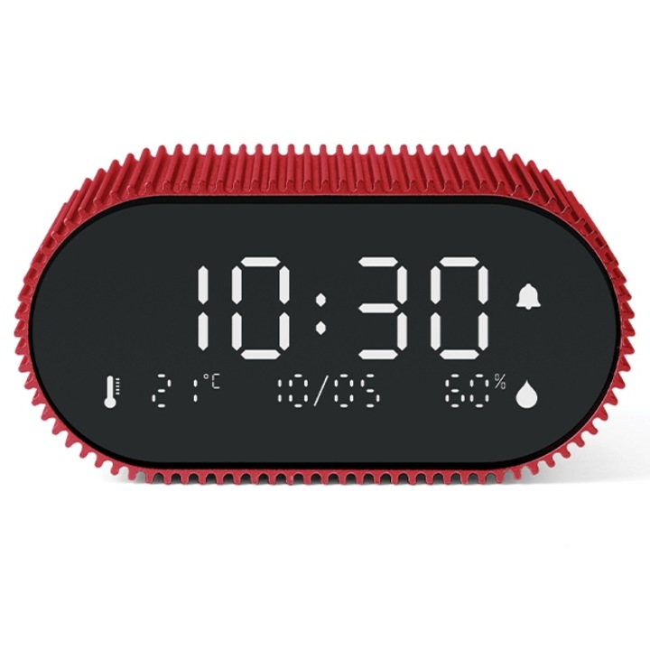 Ceas cu alarma Lexon Ray, Senzor Temperatura / Umiditate, Night Mode, Display Digital, USB-C, Rosu