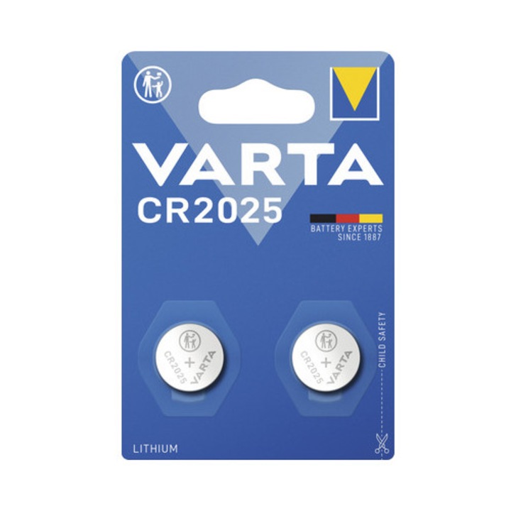 Baterii buton litiu Varta CR2025 3V 170mAh, pachet 2 bucati