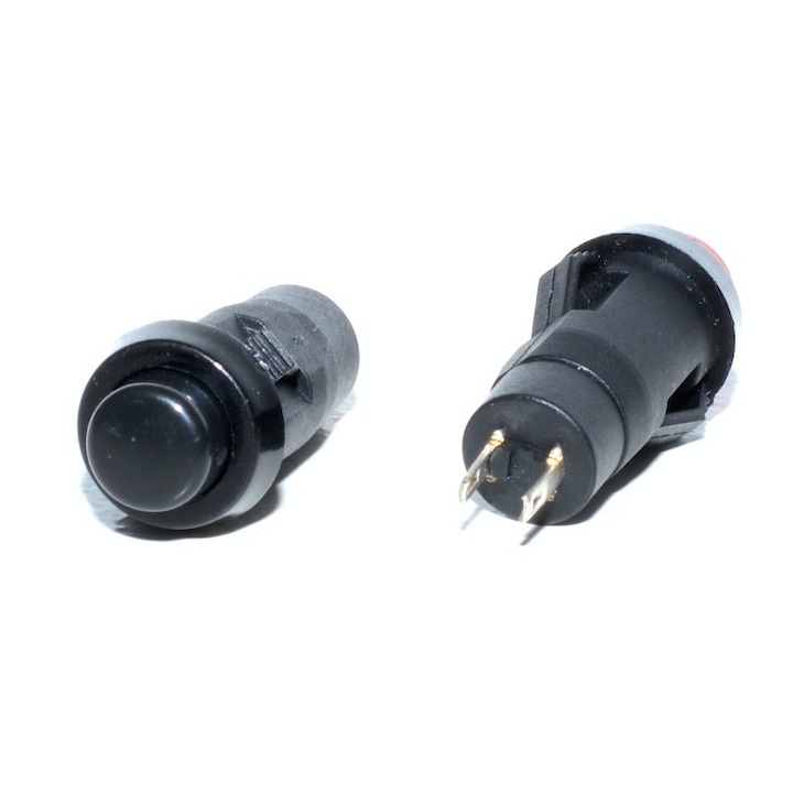 Buton cu revenire 12x32 mm, negru, pentru automatizări