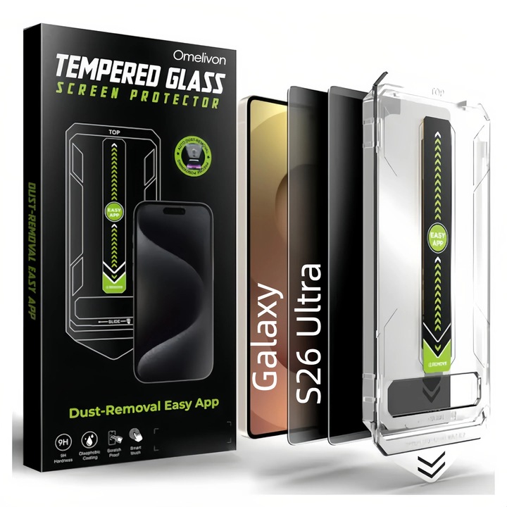 Комплект от 2 броя фолио, Privacy стъкло, Съвместим със Samsung Galaxy S26 Ultra, Omelivon