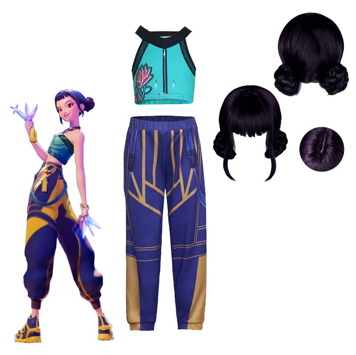 Costum de cosplay pentru copii, Zoe, set cu peruca, 140cm