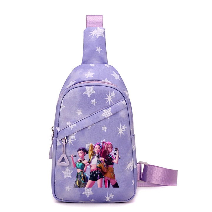 Geanta crossbody pentru femei, grup K-pop Witcher, imprimeu cartoon, multicolor