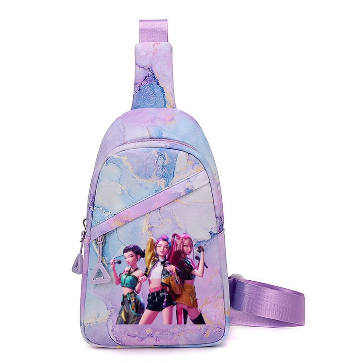 Geanta crossbody pentru femei, grup K-pop Witcher, imprimeu cartoon, multicolor