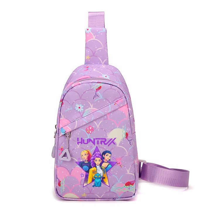 Geanta crossbody pentru femei, model K-pop, imprimeu cartoon, multicolor