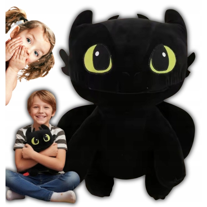 Черна беззъба играчка 31 см Как да дресираш дракона си за деца, черен