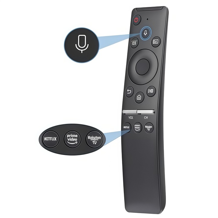 Дистанционно управление Gvirtue, съвместимо с телевизор Samsung, гласов контрол, черно, 200x45x20мм