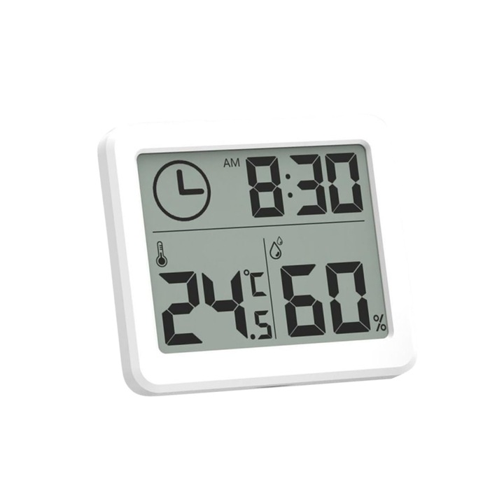 Termometru si higrometru de camera, Citire 10 secunde, Detecteaza temperatura interioara si umiditatea, 8,1*7,1 cm, alb