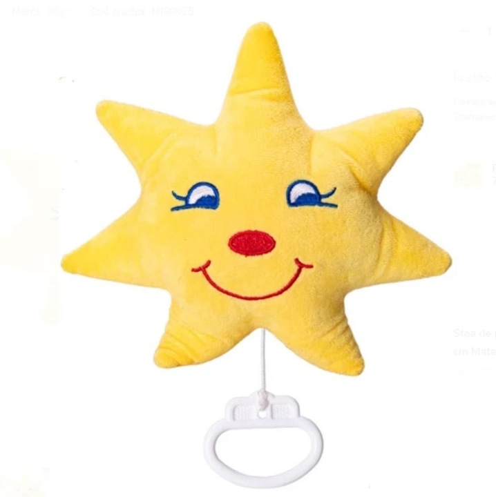 Jucarie de Plus Muzicala pentru Bebelusi – Luna / Soare / Stea, 20 cm, Melodie Linistitoare pentru Somn