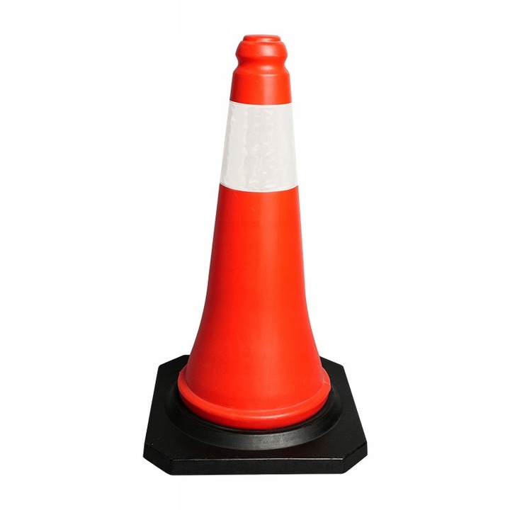 Con de trafic reflectorizant dur, stalp reflectorizant, 50 cm