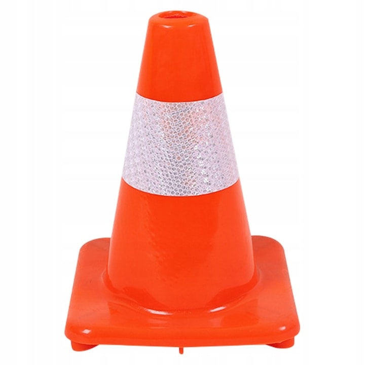 Con de trafic, Rebiko, 30 cm, PVC greu, portocalie, reflectorizantă