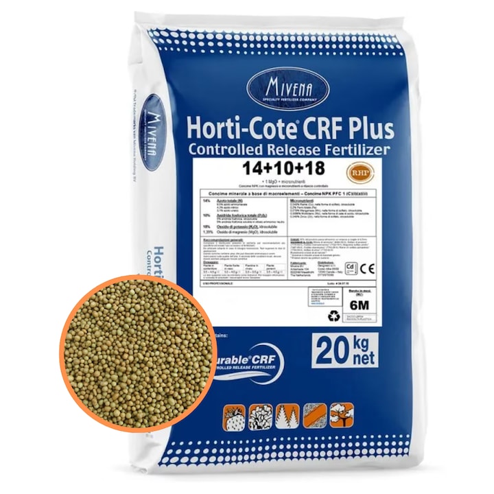 Horti-cote fertilizator cu eliberare controlata plus 14+10+18+1,3MGO+ME, 6 luni, sac 20kg