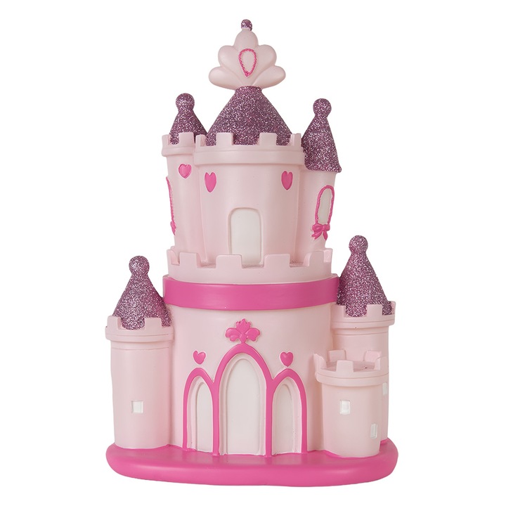 Lampa veghe camera copii polirasina alb roz Castel 23x16x35 cm