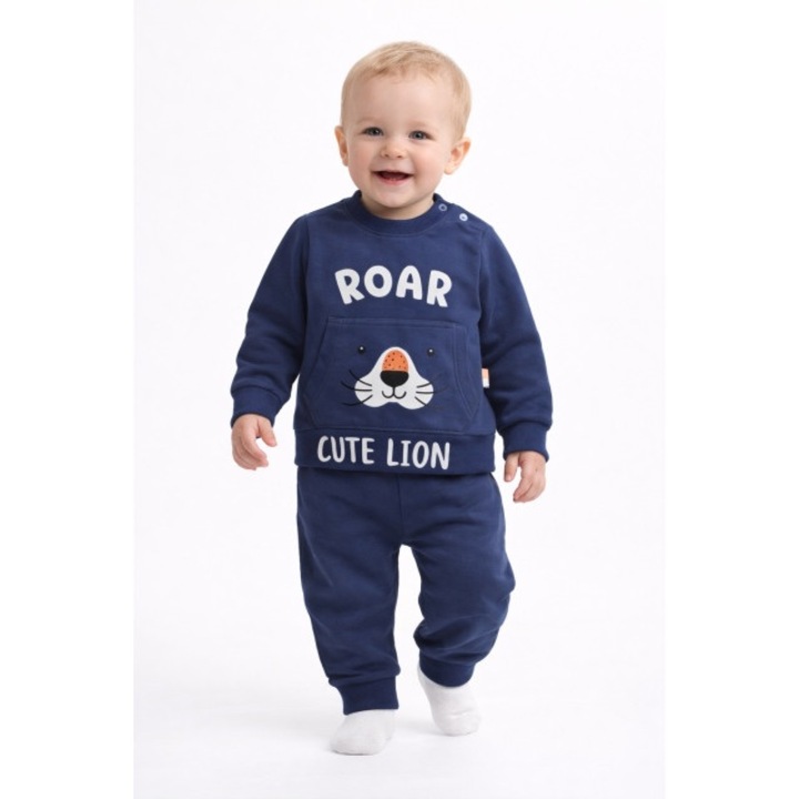 Set trening bebe din bumbac moale bluza cu imprimeu si pantaloni comozi