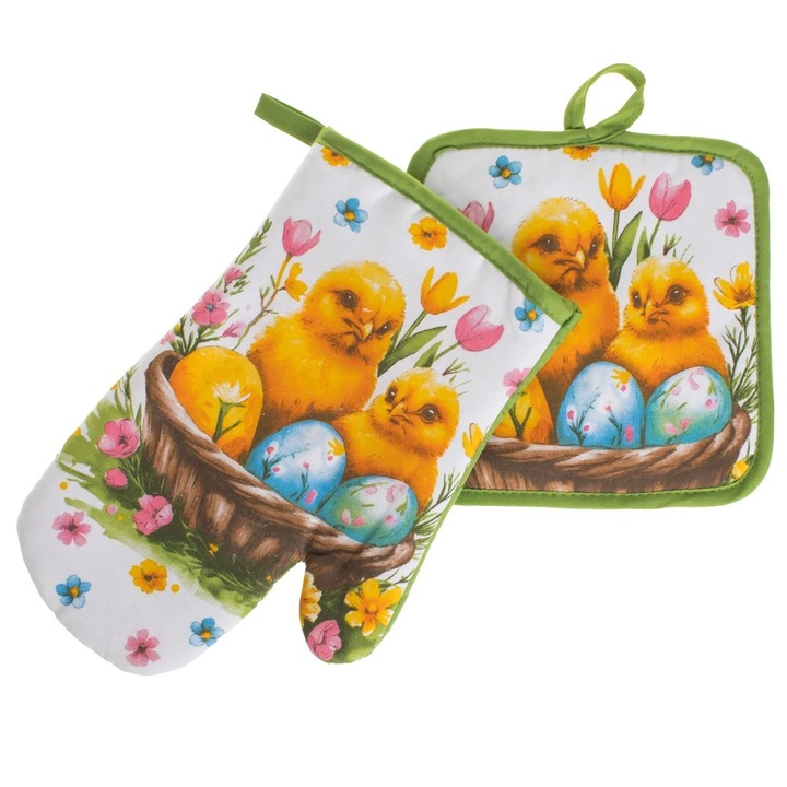 Konyhai Készlet, Kesztyű és Szalvéta, Tészta, Sárga Csibe, 2 darabos, Többszínű