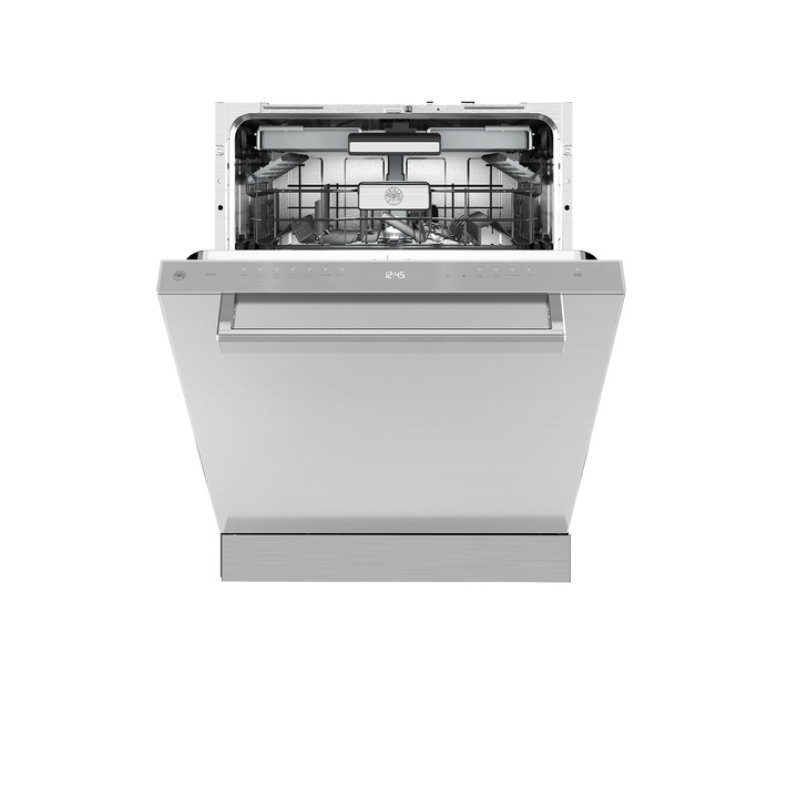 Masina de spalat vase Bertazzoni, colectie Professional, capacitate 15 seturi, 8 programe prestabilite, 7 optiuni, program de autocuratare, Functie Aqua Stop, Child Lock, cosuri reglabile, picioare ajustabile, design modern, inox