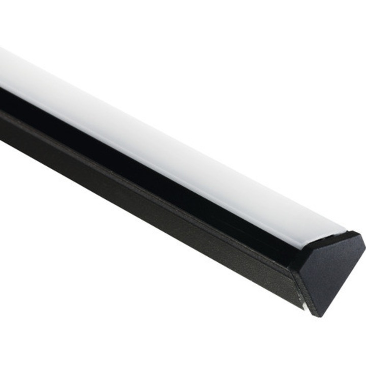 Profil banda LED aluminiu de colt LPU18 2m, negru