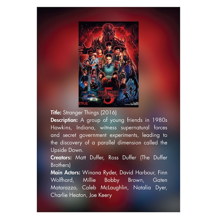 Poster Stranger Things Sezonul 5, A4, 250gr, decor gaming