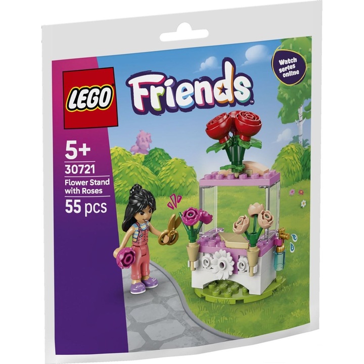 Комплект LEGO Friends Щанд с рози, 55 части, многоцветен, 5 години