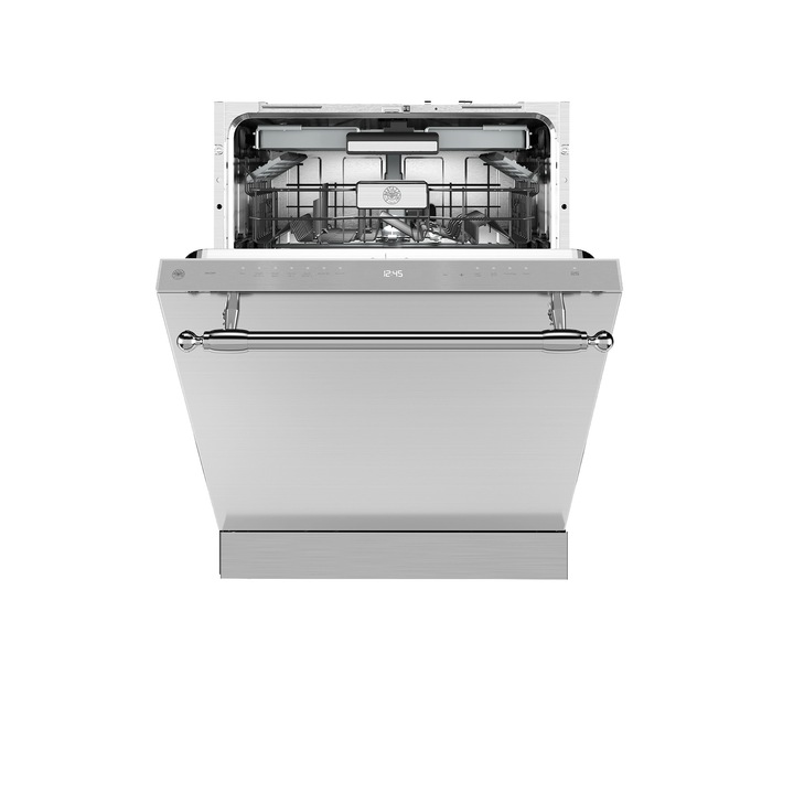 Masina de spalat vase Bertazzoni, colectie Heritage, capacitate 15 seturi, 8 programe prestabilite, 7 optiuni, program de autocuratare, Functie Aqua Stop, Child Lock, cosuri reglabile, picioare ajustabile, design modern, inox