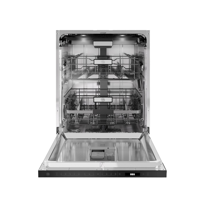 Masina de spalat vase incorporabila Bertazzoni, colectie Professional, capacitate 14 seturi, 9 programe prestabilite, 5 optiuni, program de autocuratare, Functie Aqua Stop, Child Lock, cosuri reglabile, picioare ajustabile, design modern, inox