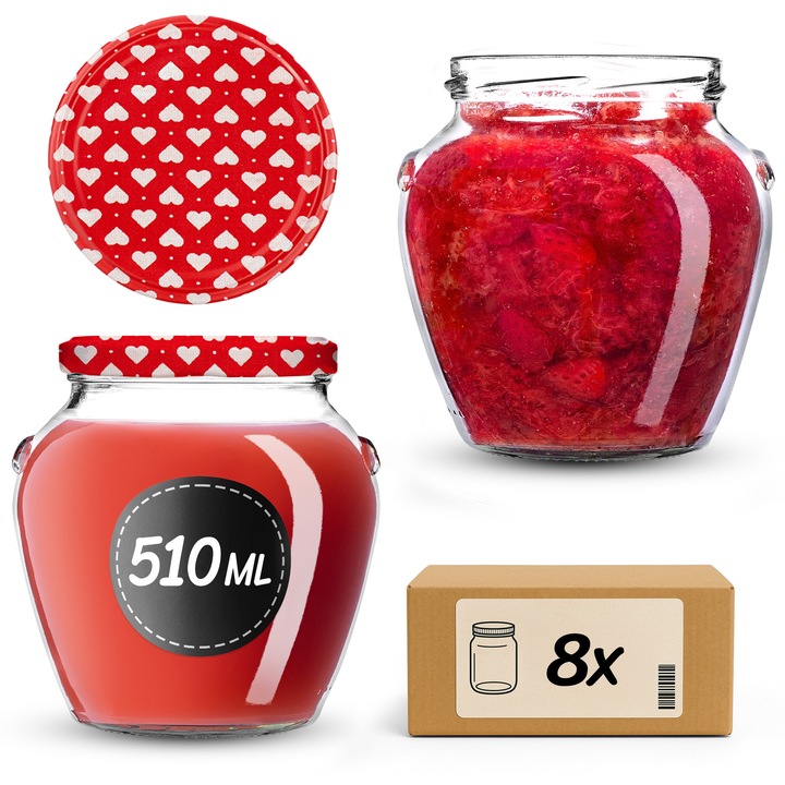 Sloi de sticla KADAX 510 ml, set de 8 bucati, capacitate mare, transparent, 9x10,5cm