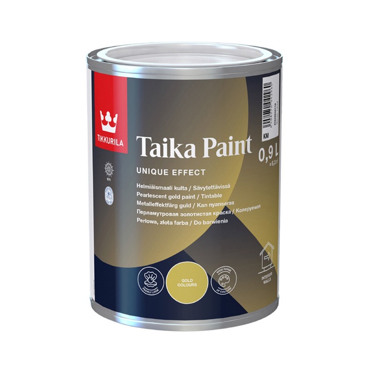 Vopsea decorativă Tikkurila Taika, auriu, 0.9 L, efect perlat, semilucios