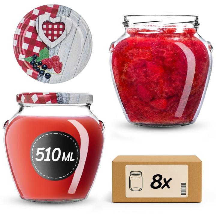 Sertar sticla KADAX, 510 ml, set 8 bucati, transparent, 9x10,5cm