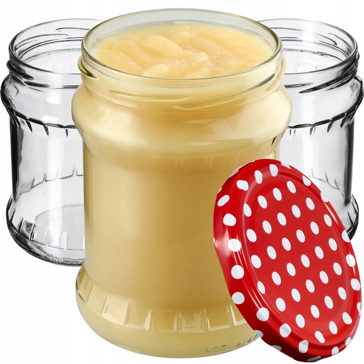 Borcane sticla 500ml KADAX, set 8 bucati, cu capace, pentru conserve si dulceata, transparent