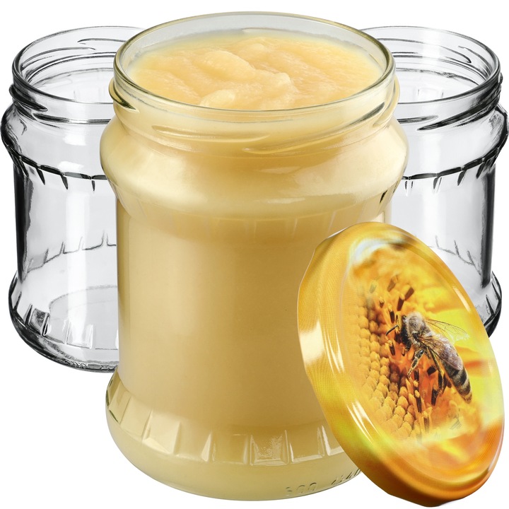 Borcane KADAX 500ml set 8 buc, cu capac, pentru conserve, sticla transparenta, 82mm