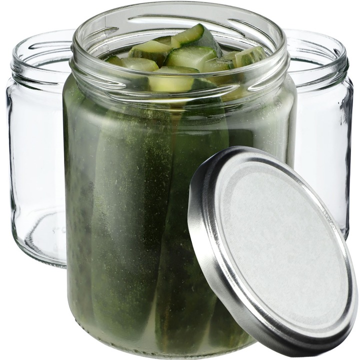 Borcane KADAX 540ml, set 8 buc, sticla, capac 82mm, rezistente la temperaturi ridicate
