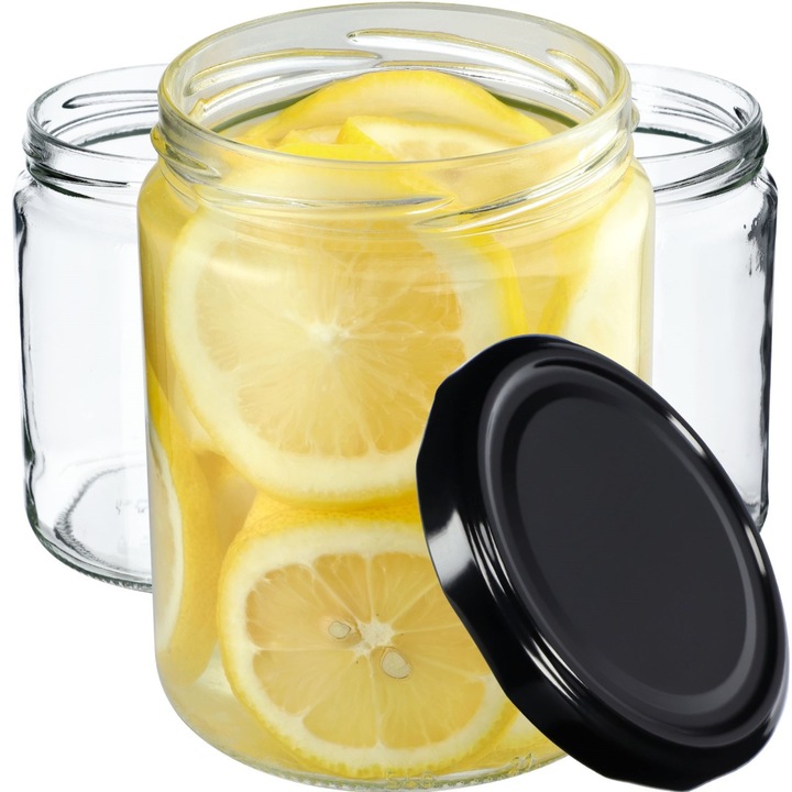 Borcane KADAX 540ml set 8 buc, sticla, capac 82mm, rezistente la temperaturi ridicate, usor de curatat