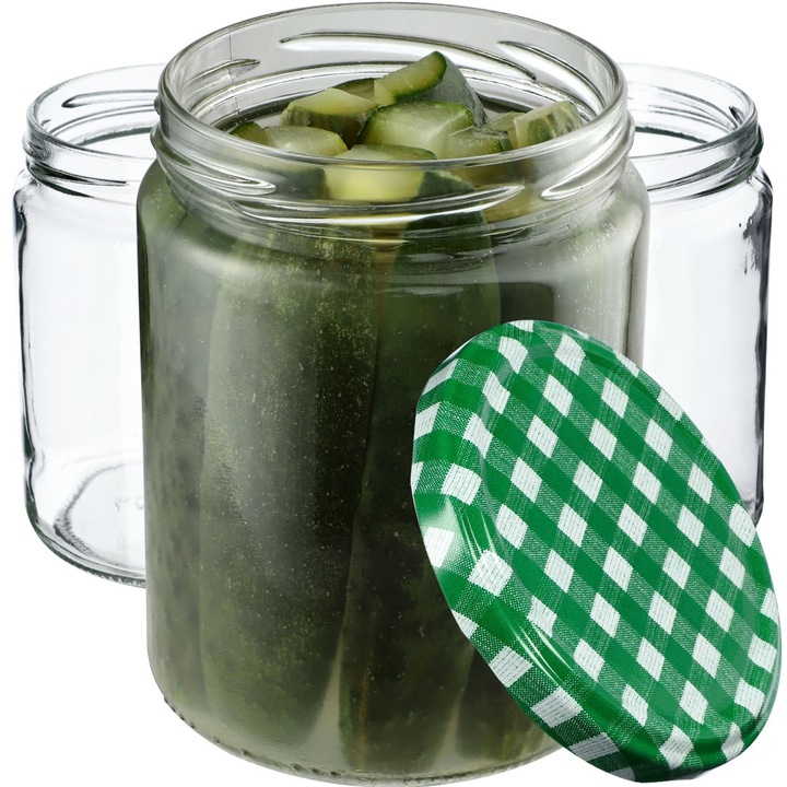 Borcane KADAX 540ml set 8buc, sticla, rezistente la temperaturi, capac 82mm