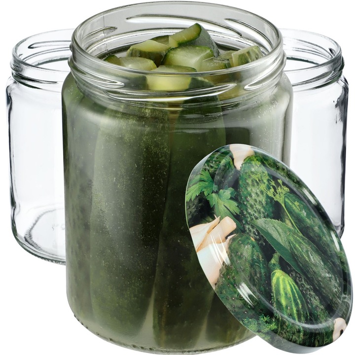 Borcane KADAX 540ml set 8buc, sticla, capac 82mm, rezistente la temperaturi ridicate