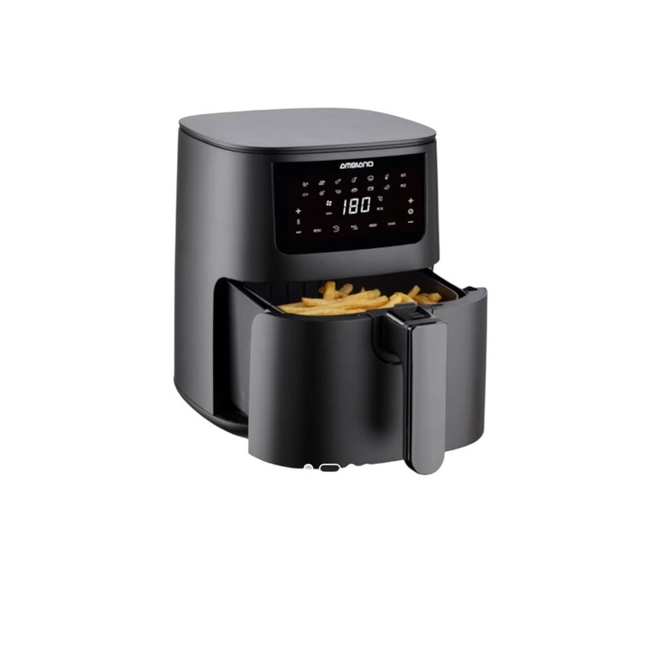 Ambiano Фритюрник с горещ въздух 3,5 л – Готвене без мазнина, Функция за разбъркване, Сензорен екран, Термостат 180 °C, Зелен, Бързо и здравословно