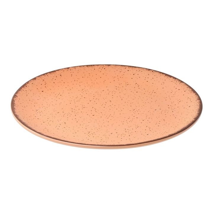 Farfurie Intinsa Portelan, ESTIA, Terra Salmon, 27 cm, Somon Mat, Design Modern Cu Aspect Texturat Si Picatele, Margini Ranforsate Pentru Durabilitate, Compatibila Masina De Spalat Vase Si Microunde, Ideala Pentru Felul Principal