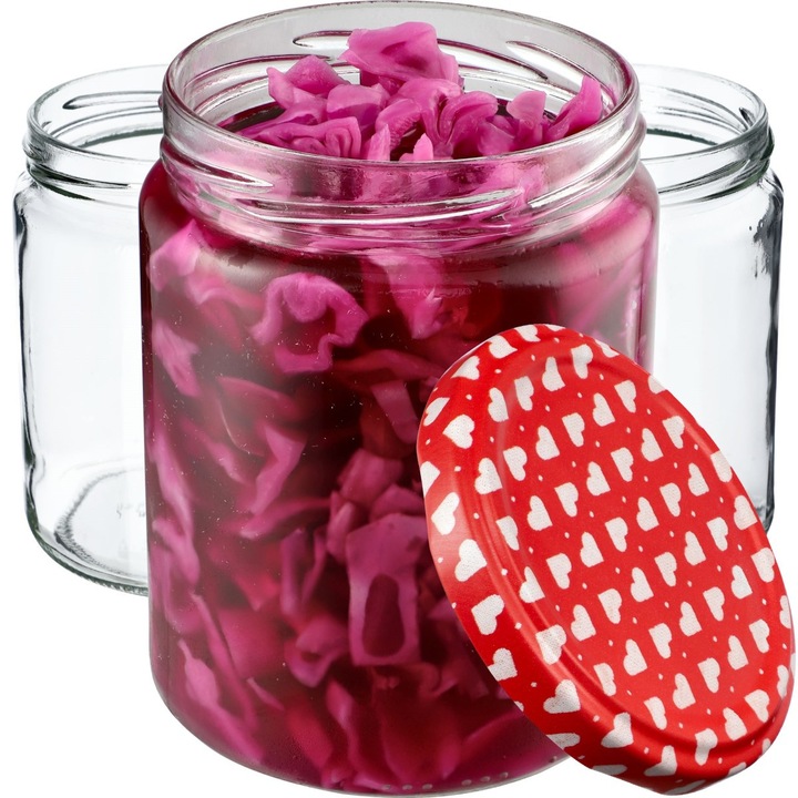 Borcane KADAX 540ml set 8 buc, sticla, rezistente la temperaturi, capac 82mm