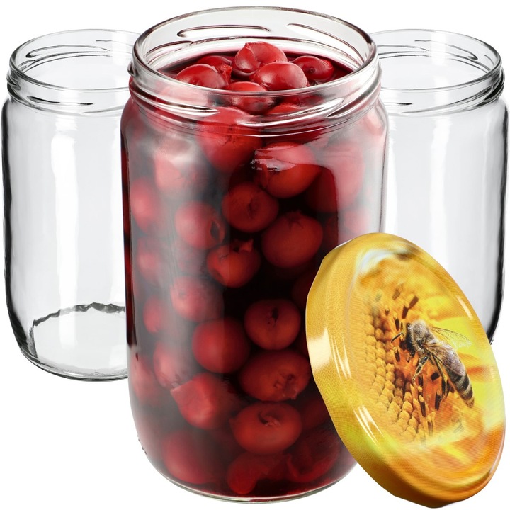 Borcane cu capac KADAX 720ml set 8 buc, 82mm, sticla transparenta