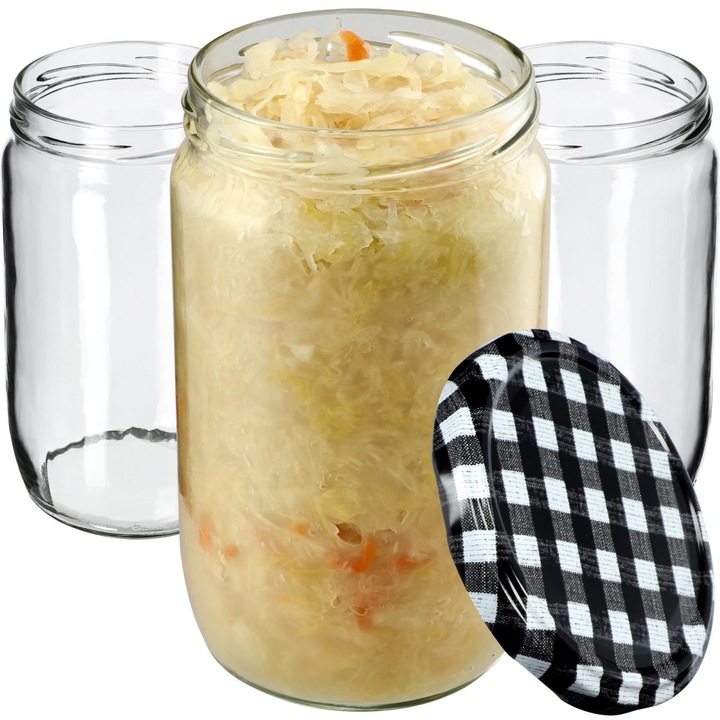 Borcane KADAX Niva 720ml, set 8 buc, capac 82mm, transparent, pentru conserve