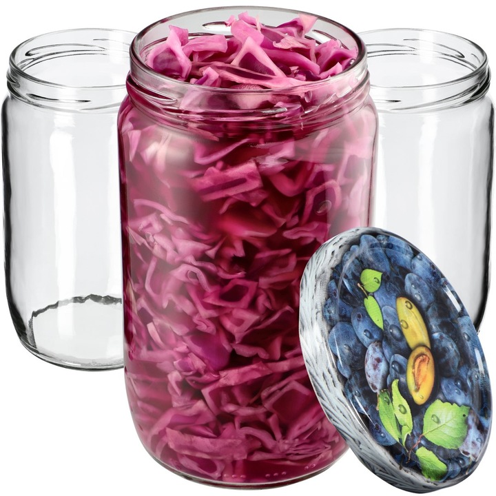 Borcane de conserve KADAX Niva 720ml, set 8 buc, 82mm, transparente, cu capace