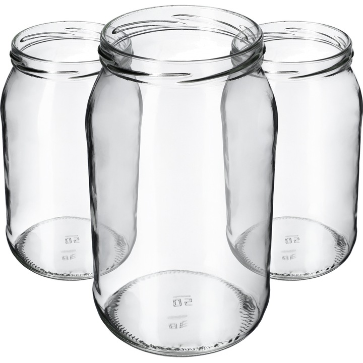 Borcane din sticla 760ml cu capace, set de 8 bucati, rezistente la temperaturi, pentru conserve si muraturi