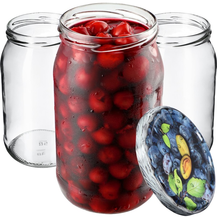 Borcane sticla 760ml, KADAX, set 8 buc, rezistente, cu capac twist-off, 82mm